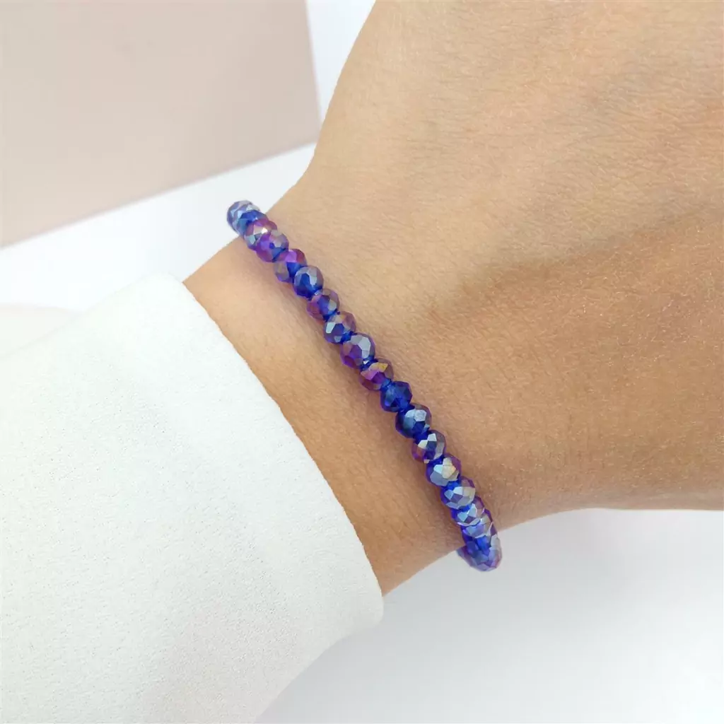 Pulsera plata y cristales elastizada