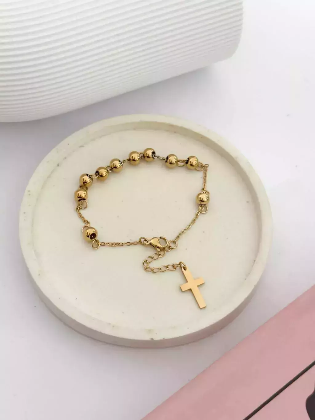 Pulsera Denario acero dorado 19 cm