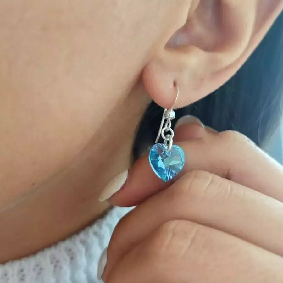 Aros plata 925 corazón cristal (10 mm)
