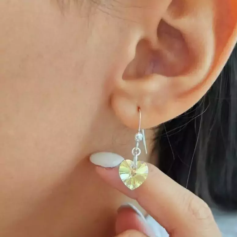 Aros plata 925 corazón cristal (10 mm)