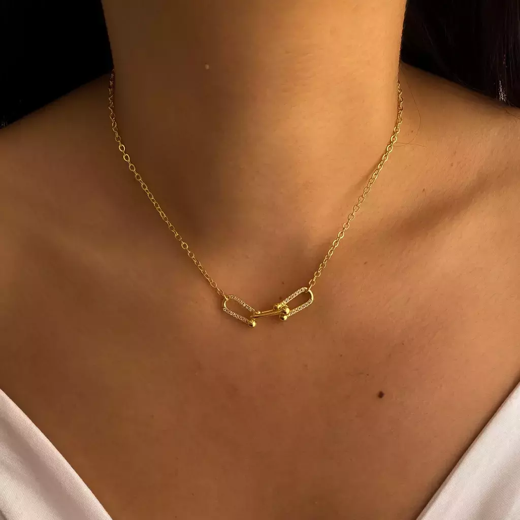 Conjunto bañado en oro imanes micropavé