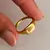 Anillo acero dorado sello rectangular - comprar online