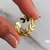 Anillo acero dorado corona laurel abierto - comprar online