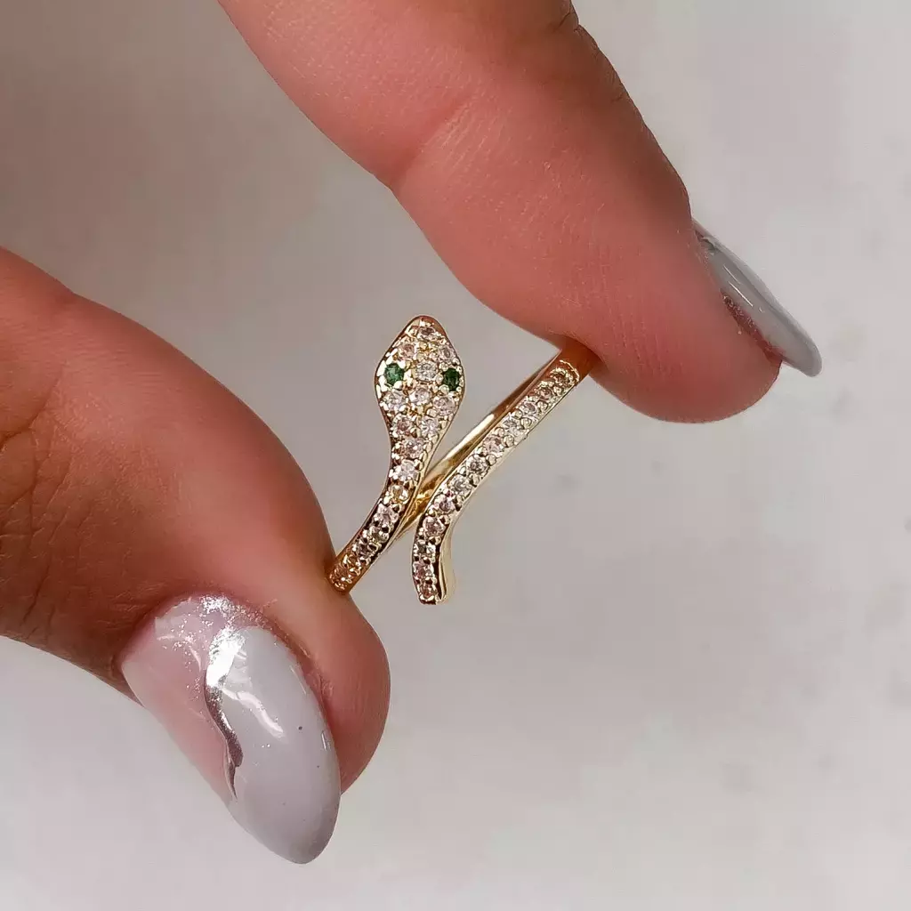 Anillo snake bronce baño dorado