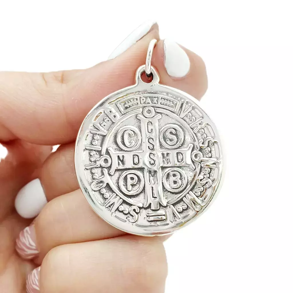 Dije plata inflada San Benito reversible 3,5 cm