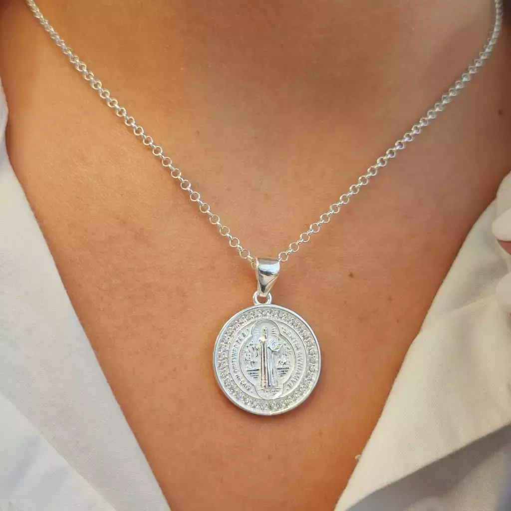 Dije plata San Benito reversible micropavé