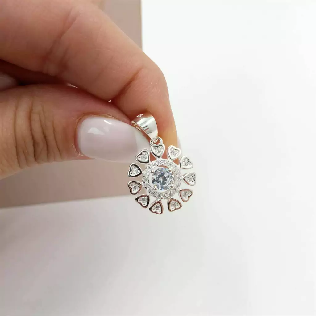Conjunto plata flores micropave