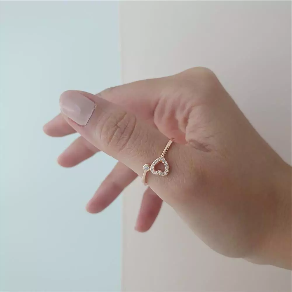 Anillo plata micropave y cubic enchapado en oro rosado