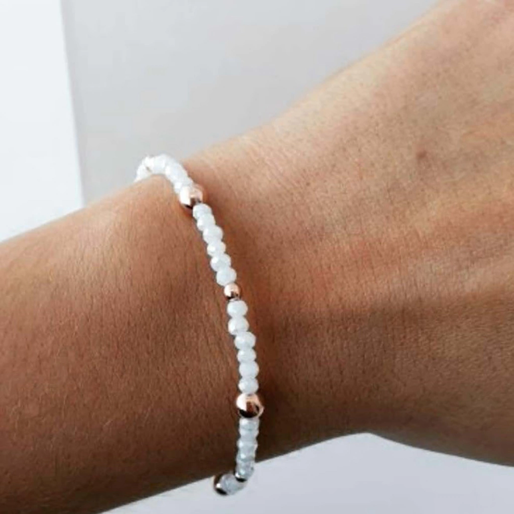 Pulsera Plata rosé cristales