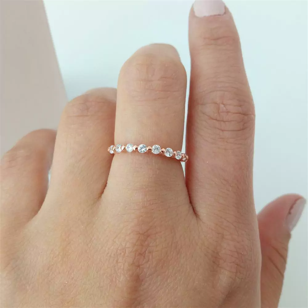 Anillo plata de cubics intercalados enchapado en oro rosado