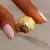 Anillo acero dorado flor perla abierto - comprar online