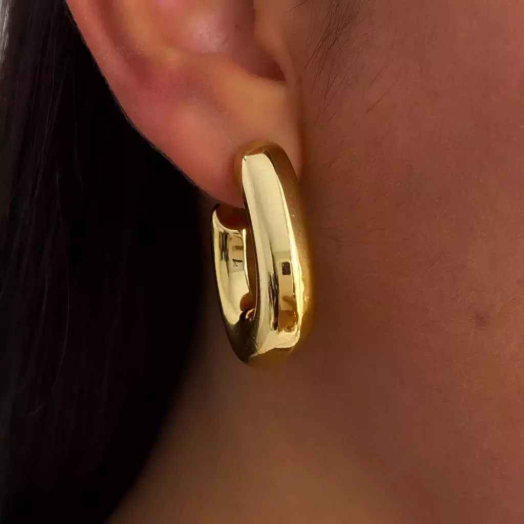 Aros semiargollas acero dorado aruba 3.3 cm