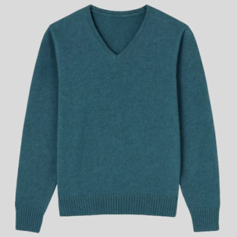sweater de lana verde esmeralda escote v