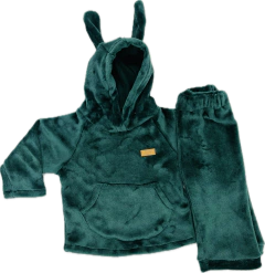 Buzo Canguro + Pantalon Flannel Verde Bosque en internet