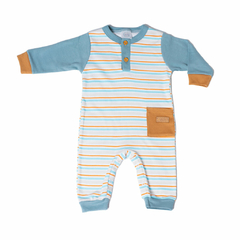 Enterito Con Puño Interlock Combinado Celeste/Mostaza - comprar online