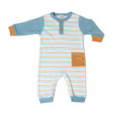 Enterito Con Puño Interlock Combinado Celeste/Mostaza en internet