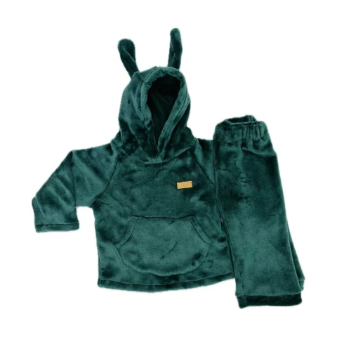 Buzo Canguro + Pantalon Flannel Verde Bosque - comprar online