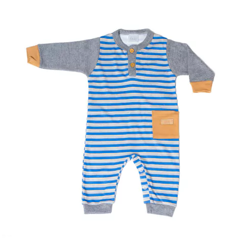 Enterito Con Puño Interlock Combinado Amarillo/Mostaza