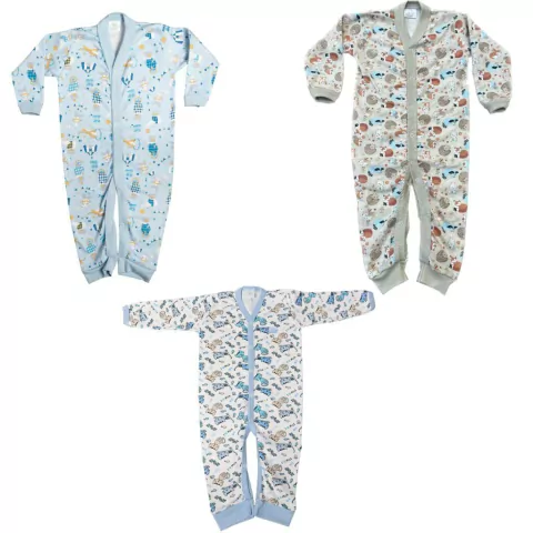 PACK X 3 ENTERITO CON PUÑO ESTAMPADOS SURTIDOS NENE/UNISEX