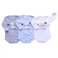 Pack x 4 Body Frances Perro Intelectual Nene (Celeste, Gris, Crudo, Blanco) - comprar online