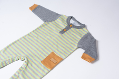 Enterito Con Puño Interlock Combinado Verde/Mostaza - sassykids