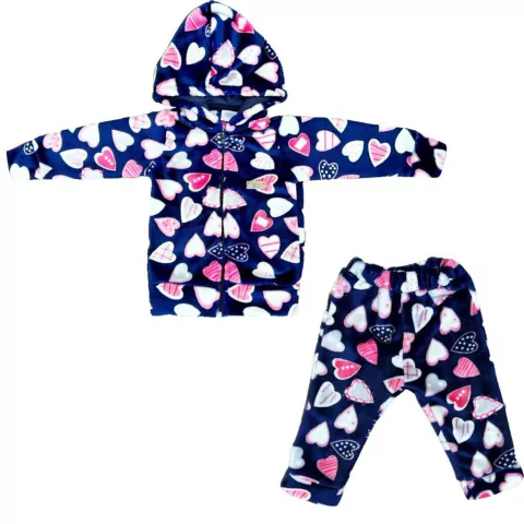 Campera + Pantalon Corazones Polar Soft