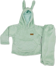 Buzo Canguro + Pantalon Flannel Verde Agua en internet