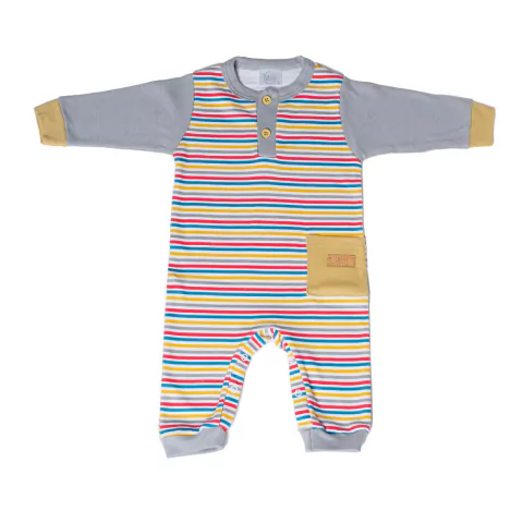 Enterito Con Puño Interlock Combinado Multi/Mostaza