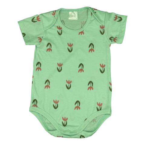 Body Americano Florcitas Verde, Rosa y Crudo