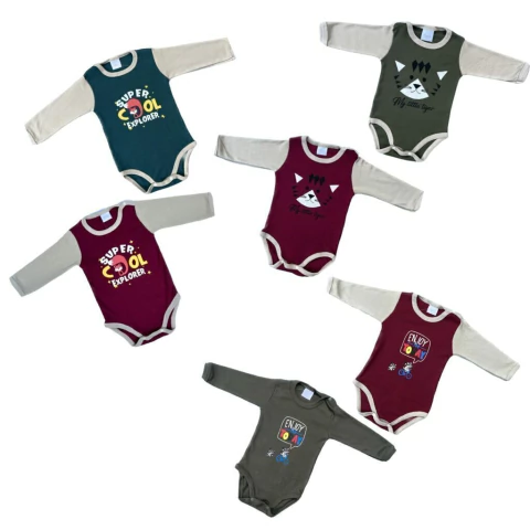 Pack x 6 Body Manga Larga Estampas Varias