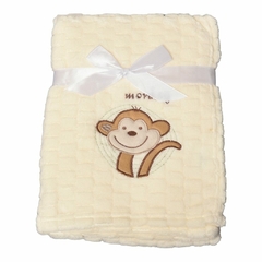 Mantilla Peluche Bordado Monito