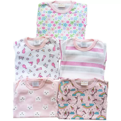 Pack x 6 Body Manga Corta Nena Estampados Surtidos