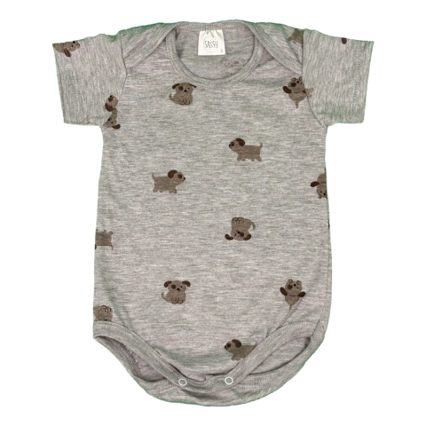 Body Americano Perritos Gris y Crudo