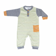 Enterito Con Puño Interlock Combinado Verde/Mostaza - comprar online