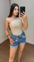 Short jeans aplicações em conchas lore - comprar online