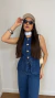 Conjunto calça e colete jeans bruna na internet