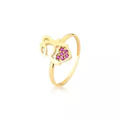 Anel Menina Cravejado 18k