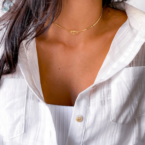 Choker Olho Chapeada/ Semijoia - comprar online