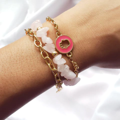 Imagem do Dupla de Pulseira Medalha Color + Cascalho