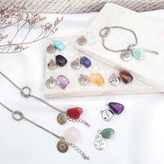 Pulseira Nó com Signo + Pedra Natural