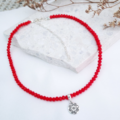 Choker Colore Vermelho c/ Pingente | Prata 925