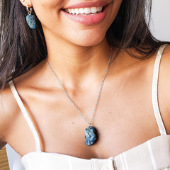 Conjunto Pedra Bruta Apatita Azul | Aço inoxidável - comprar online