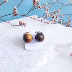 Brinco esfera pedra natural - Alma Gêmea Acessórios