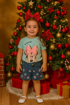 shorts jeans infantis bordados - Mariana Store KIDS