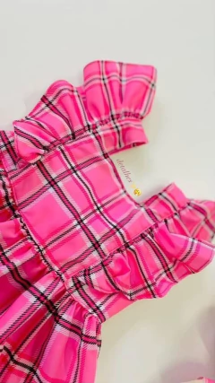 Imagem do Vestido xadrez pink laço