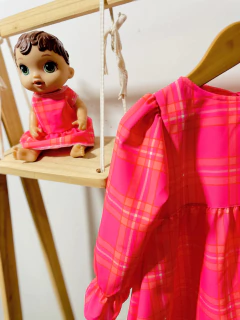 Imagem do Vestido manga comprida xadrez pink