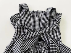 Vestido xadrez preto babado - loja online