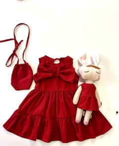 Vestido infantil com laço e bolsa - Mariana Store KIDS