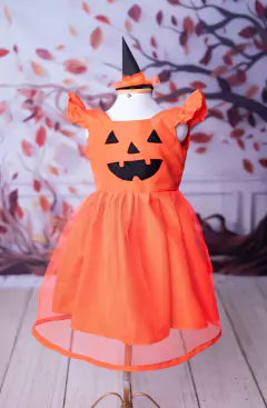 Vestido hallowen Abóbora em tule