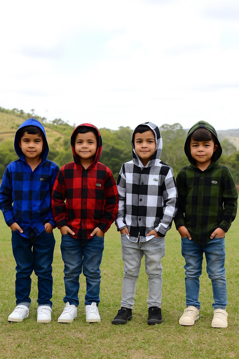 Camisa xadrez com capuz - comprar online